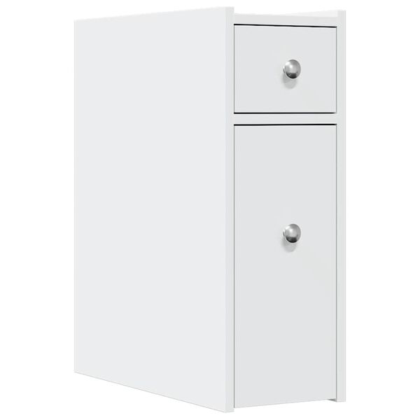 vidaXL Narrow Bathroom Cupboard White Engineered wood Slim