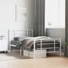 vidaXL Bed Frame White Steel Single Bed Frame Rectangular Modern