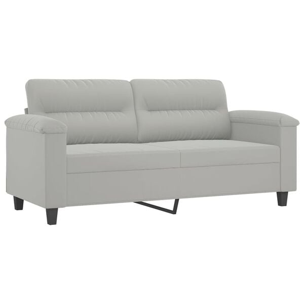 vidaXL Sofa Set Light Grey Microfiber fabric 47.2 in, 55.1 in Durable