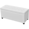 vidaXL Storage Ottoman White PVC, Cotton, Polyester, Wood
