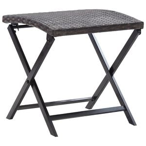 vidaXL Stool Brown PE rattan, Powder-coated steel Compact Foldable