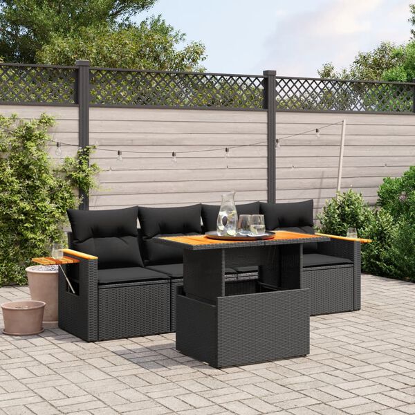 vidaXL Garden Sofa Set Black