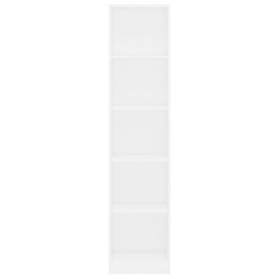vidaXL 5-Tier Book Cabinet White 15.7"x9.4"x68.9" Engineered Wood