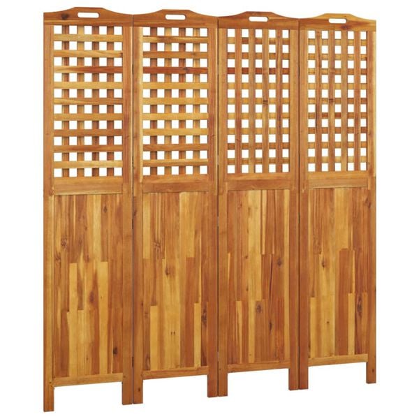vidaXL 4-Panel Room Divider 63.8"x0.8"x70.9" Solid Wood Acacia