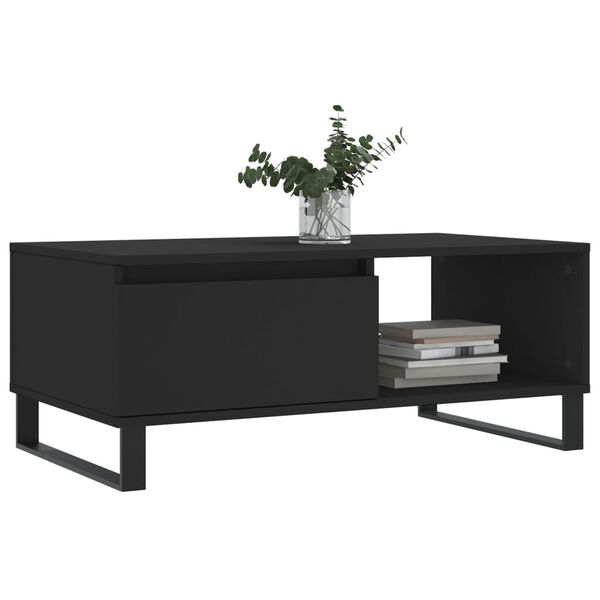 vidaXL Coffee Table Black Engineered wood Medium Storage Coffee Table