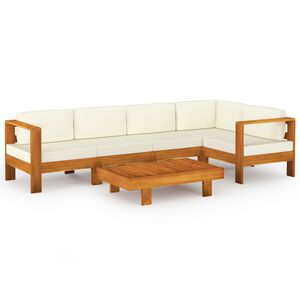 vidaXL Wooden Lounge Set Cream