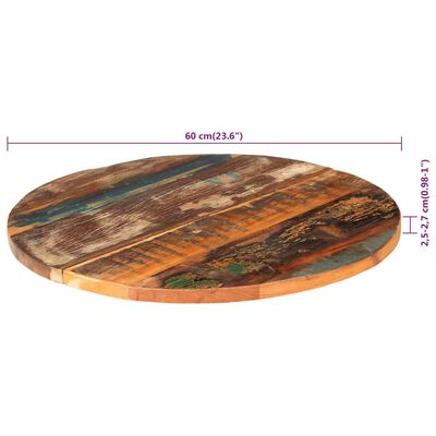vidaXL Round Table Top 23.6" 0.98"-1.06" Solid Reclaimed Wood