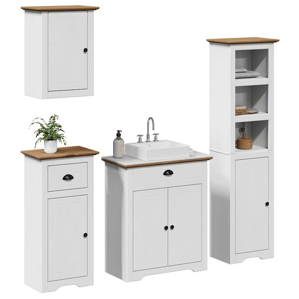 vidaXL Bathroom Furniture Set White and Brown