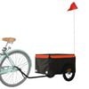vidaXL Bike Trailer Black and Orange 66.1 lb Iron