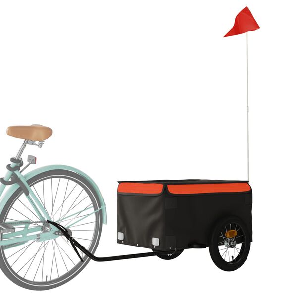 vidaXL Bike Trailer Black and Orange 66.1 lb Iron