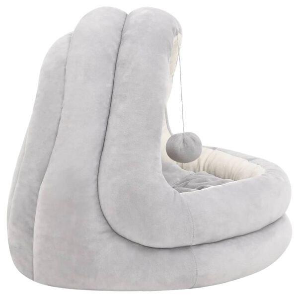 vidaXL Cat Bed Grey and cream Fleece with PP cotton filling Small