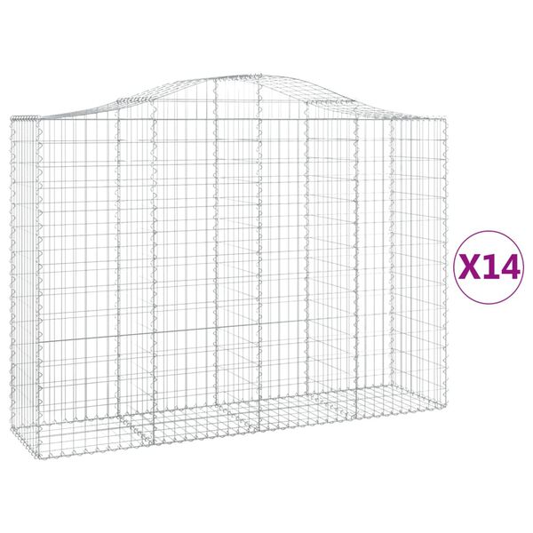 vidaXL Gabion Basket Set of 14 Silver Galvanized iron Large Durable