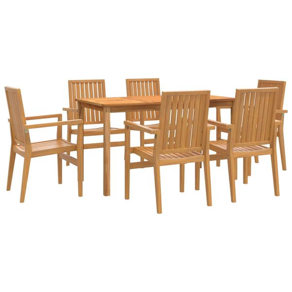 vidaXL 7 Piece Patio Dining Set Solid Wood Teak