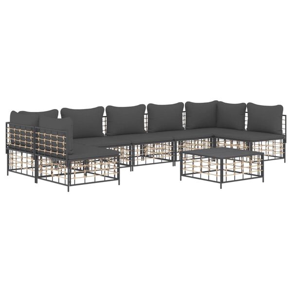 vidaXL Garden Lounge Set Anthracite Poly rattan Large Modular