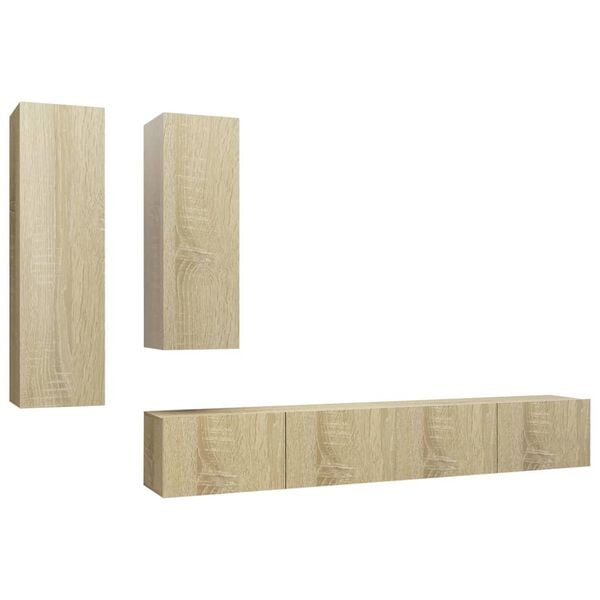 vidaXL TV Cabinet Set Set of 4 Sonoma Oak Engineered Wood Medium