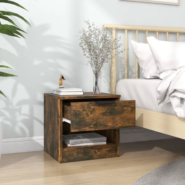 vidaXL Bedside Cabinet Smoked Oak Engineered Wood Regular