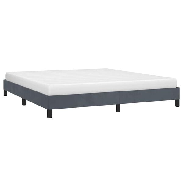 vidaXL Bed Frame Dark Gray Velvet, Plywood, Engineered Wood