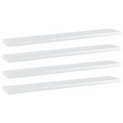 vidaXL Bookshelf Boards 4 pcs High Gloss White 23.6"x3.9"x0.6" Engineered Wood