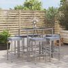 vidaXL Garden Bar Set Grey with black tabletop