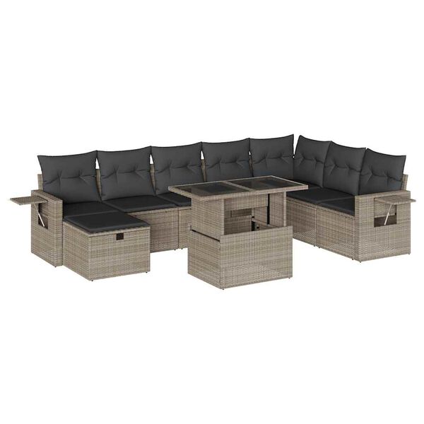 vidaXL Garden Sofa Set Light Grey, Dark Grey PE Rattan Standard