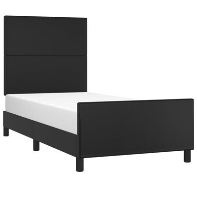 vidaXL Bed Frame with Headboard Black 39.4"x74.8" Twin Faux Leather