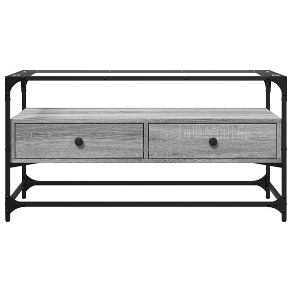 vidaXL TV Cabinet Grey Sonoma Engineered Wood and Glass Medium