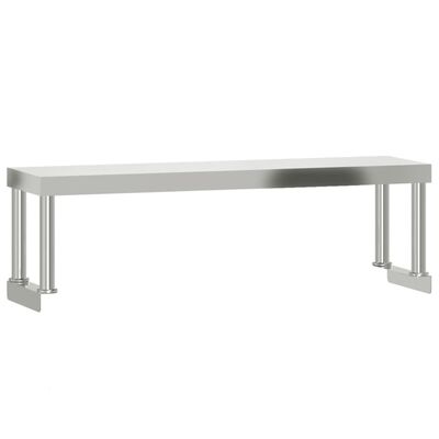 vidaXL Kitchen Work Table with Overshelf 43.3"x11.8"x47.2" Stainless Steel
