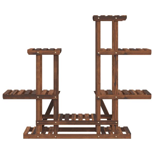 vidaXL Flower Stand Carbonised brown Carbonised solid fir wood Tall