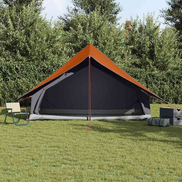 vidaXL Family Tent with Roof Grey and Orange 315 x 286 x 200 cm