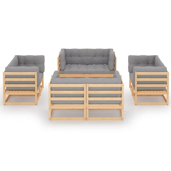 vidaXL Garden Lounge Set Pinewood Solid pine wood, polyester Large