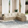 vidaXL Garden Sofa Set Beige PE Rattan, Powder-Coated Steel Large