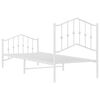 vidaXL Bed Frame White Powder-Coated Steel Twin Bed Frame Rectangular