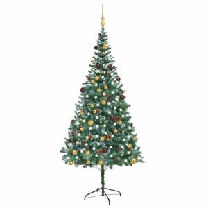 vidaXL Artificial Pre-lit Christmas Tree with Ball Set&Pinecones 82.7"