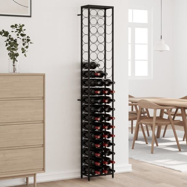 vidaXL Wine Rack for 57 Bottles Black 13.4"x7.1"x78.7" Wrought Iron