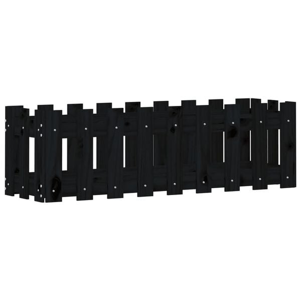 vidaXL Garden Raised Bed Black Solid Pine Wood 39.4 x 11.8 in