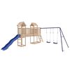 vidaXL Outdoor Playset Natural Pine, Blue Solid Pine Wood, Polypropylene