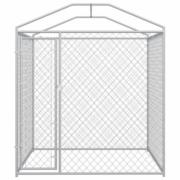 vidaXL Dog Kennel Silver Galvanized Steel, Polyethylene Large Durable
