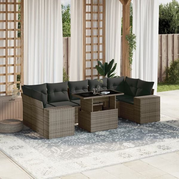 vidaXL Garden Sofa Set Grey, Dark Grey