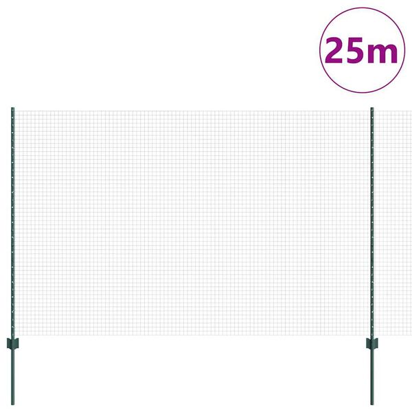 vidaXL Fence with Post Green 4.92 x 82.02 ft Steel