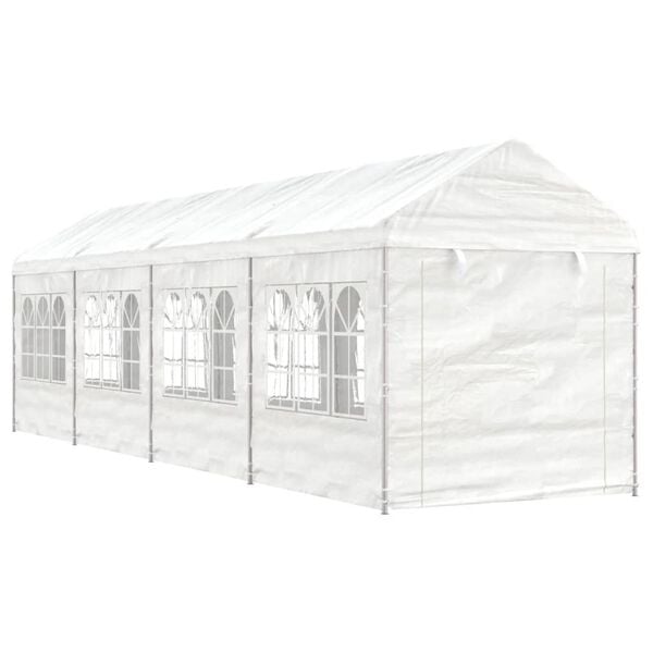 vidaXL Gazebo With Roof White Polyethylene (PE), Galvanized Steel Large