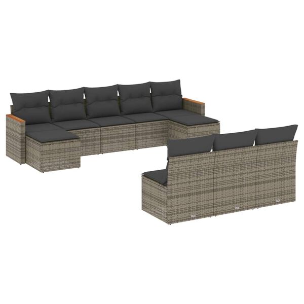 vidaXL Garden Sofa Set Grey PE Rattan Large Modular Garden Sofa Set