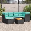 vidaXL 7 Piece Patio Sofa Set with Cushions Black Poly Rattan