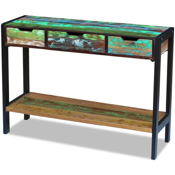 vidaXL Side Table Multicolor Solid reclaimed wood, Steel Medium