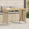 vidaXL Garden Table Beige PE rattan, powder-coated steel, solid acacia wood