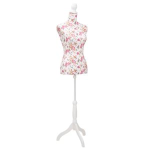 vidaXL Female Mannequin White with rose detailing Cotton Adjustable