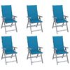 vidaXL Garden Chair Set of 6 Grey, Blue Solid Acacia wood, 100% polyester