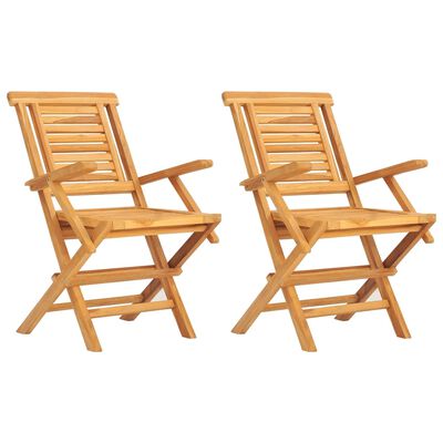 vidaXL Folding Patio Chairs 2 pcs 22"x24.8"x35.4" Solid Wood Teak