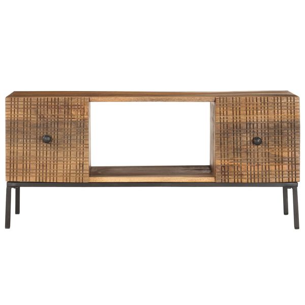 vidaXL Coffee Table Brown, Black Solid Mango Wood, Steel 35.4x17.7x15.7 in