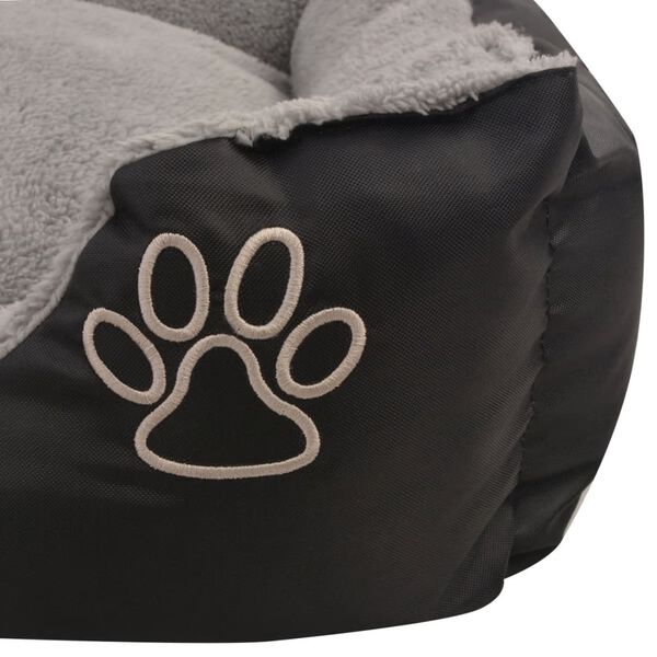 vidaXL Dog Bed Black, Grey PU-coated Oxford fabric, faux fur M Non-slip