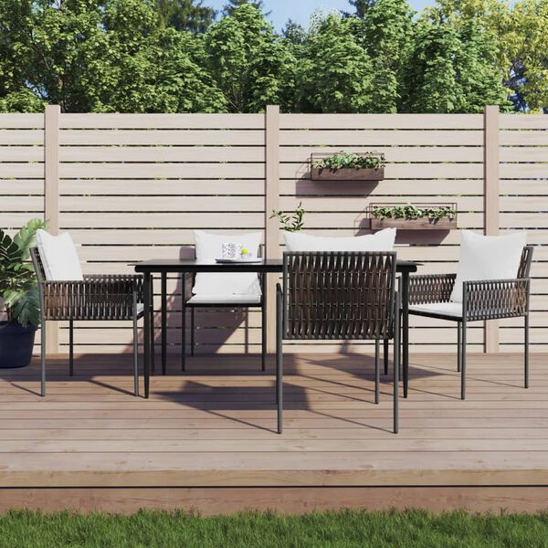 vidaXL Garden Dining Set Brown, Black, Cream white